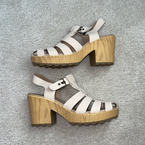 Dr. Scholl’s Original Collection Chunky Cut-Out Wedges Women’s 11 Cream and Tan - Picture 2 of 8